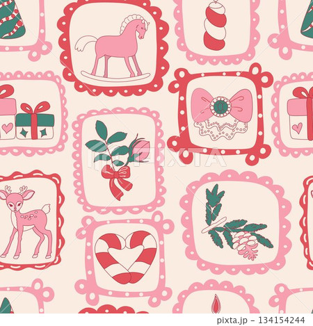 Coquette Christmas Pattern framed elements 134154244