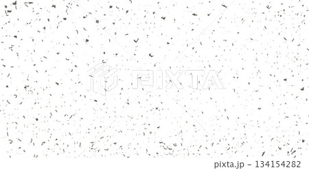 Eggshell paper grainy texture. Grunge rough background. Fabric material with black spots. White dab backdrop with speckles and dust. Canvas wall vector illustration 134154282