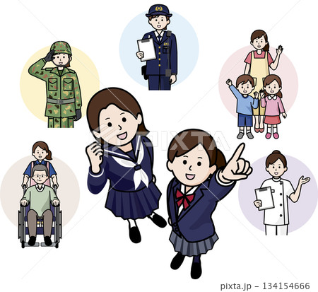憧れの職業を目指す女子学生 134154666