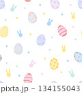 Easter seamless pattern with colorful easter eggs. Holidays design template. Vector illustration 134155043