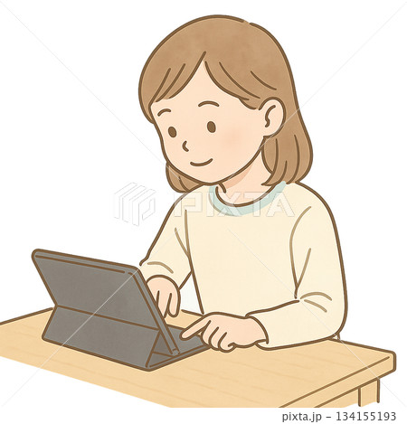 パソコンで作業する女の子 パソコンで作業する女の子 134155193