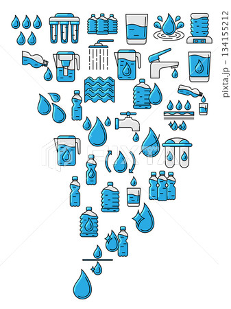 Water linear icons background. Aqua or liquid thin line illustration. 134155212