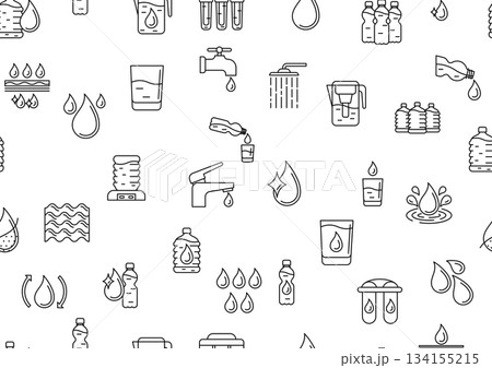 Water linear icons pattern. Aqua or liquid thin line illustration. 134155215