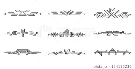 Line geometric elements set. Tribal ethnic decorative linear dividers. 134155236