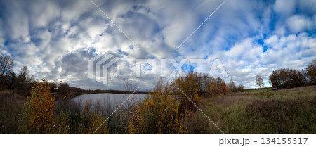 Rijkevorsel, Antwerpse Kempen, Belgium, Vast countryside with turbulent cloud formations and water Rijkevorsel, Antwerpse Kempen, Belgium, Vast countryside with turbulent cloud formations and water 134155517
