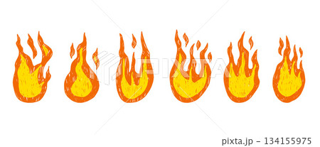 Pastel brush fire with grunge texture set....のイラスト素材 [134155975] - PIXTA