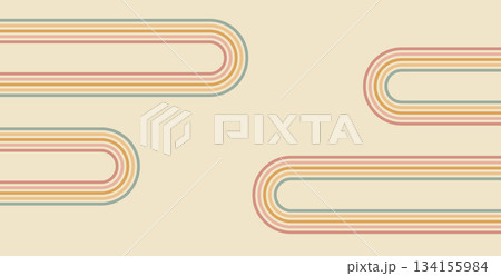 Groove rainbow arch background. Wavy stripes vintage colors cover. Playful squiggle wave arch wall design. Vector retro beige wiggle ornament Groove rainbow arch background. Wavy stripes vintage colors cover. Playful squiggle wave arch wall design. Vector retro beige wiggle ornament 134155984