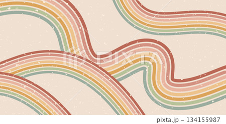 Retro groovy lines background. 70s wave path abstract pattern wallpaper. Vector horizontal wide wavy vintage stripes design. Pop art graphic backdrop. Funky trendy banner with curvy striped ornament Retro groovy lines background. 70s wave path abstract pattern wallpaper. Vector horizontal wide wavy vintage stripes design. Pop art graphic backdrop. Funky trendy banner with curvy striped ornament 134155987