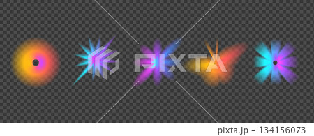 Aura gradient transparent iridescent star, flower figures with holographic smooth blur transitions. Colorful abstract elements aura mesh effects, neon glow, trendy aesthetic for modern poster no bg 134156073