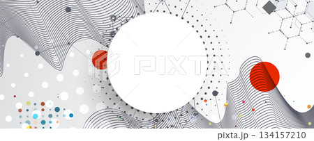 Technology and science geomtric banner or header. Connected neural network visualization 134157210
