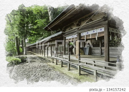 水彩画風 上諏訪 手長神社 回廊 長野県諏訪市 水彩画風 上諏訪 手長神社 回廊 長野県諏訪市 134157242