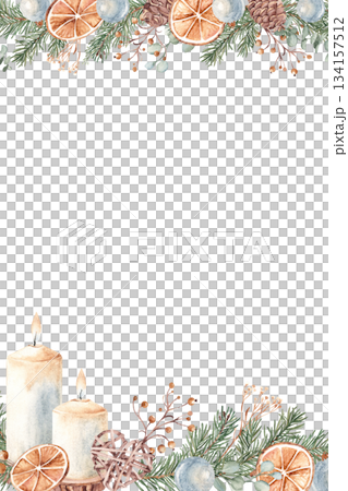 Winter, Christmas square vertical Frame, Border. Card Template with Winter plants, candles and wicker toy. Hand drawn Botanical cozy home illustration in Rustic style. Perfect as Card or Poster Winter, Christmas square vertical Frame, Border. Card Template with Winter plants, candles and wicker toy. Hand drawn Botanical cozy home illustration in Rustic style. Perfect as Card or Poster 134157512