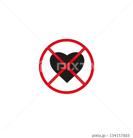 No love sign isolated on white background . No love heart sign vector No love sign isolated on white background . No love heart sign vector 134157883