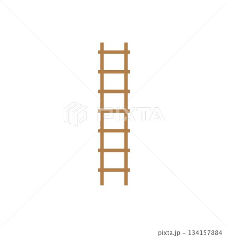 Wooden ladder isolated on white background. Flat vector illustration. Wooden ladder isolated on white background. Flat vector illustration. 134157884