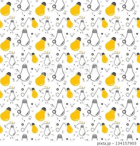 Light bulb Seamless Pattern hand drawn. Vector Illustration. Light bulb Seamless Pattern hand drawn. Vector Illustration. 134157903