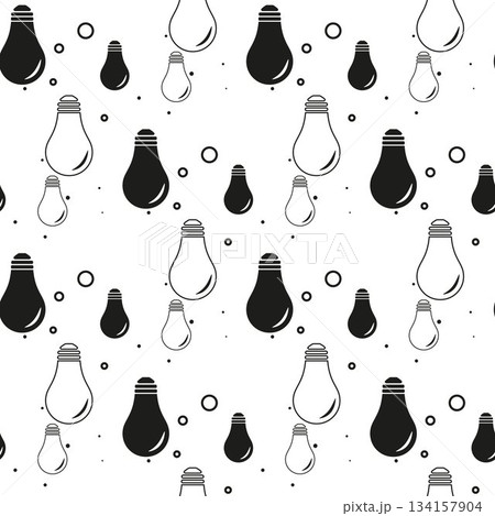 Black and white light bulb vector seamless background Black and white light bulb vector seamless background 134157904
