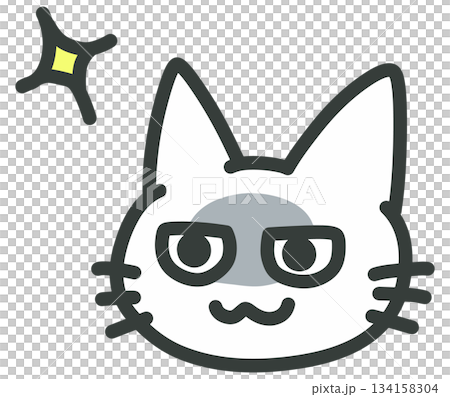 一個簡單的圖標,描繪了一隻表情閃亮的可愛貓咪。 一個簡單的圖標,描繪了一隻表情閃亮的可愛貓咪。 134158304