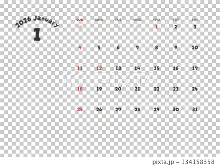 2026年1月日曆 134158358