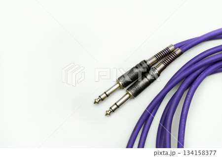 Electric cables with jacks.Connection electric guitar,sound equipment Electric cables with jacks.Connection electric guitar,sound equipment 134158377