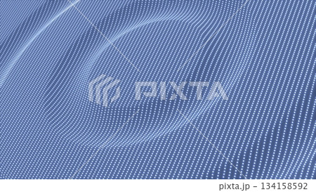 Abstract blue waves streaks circles of particles and dots futuristic rhythmic glowing magic energy. Abstract background 134158592