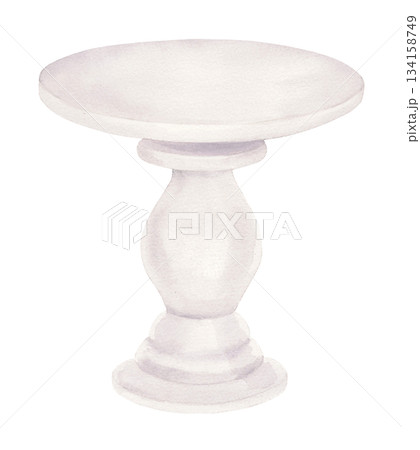 Handmade watercolor of cake stand. For fabric, wallpaper, packing paper, greeting cards, design, decoration and illustration. 134158749