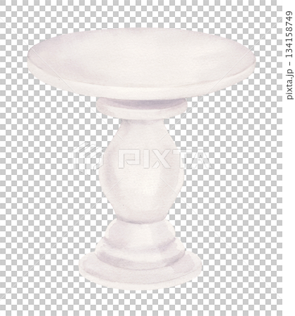Handmade watercolor of cake stand. For fabric, wallpaper, packing paper, greeting cards, design, decoration and illustration. 134158749