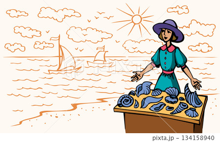 Vector illustration of a boats in the sea 134158940