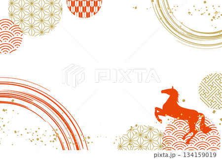 2026年 午年の年賀状 和柄フレーム 2026年 午年の年賀状 和柄フレーム 134159019