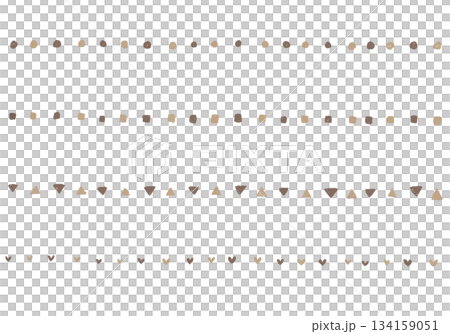 茶色のクレヨンタッチの図形ラインセット（丸・四角・三角・ハート） 134159051
