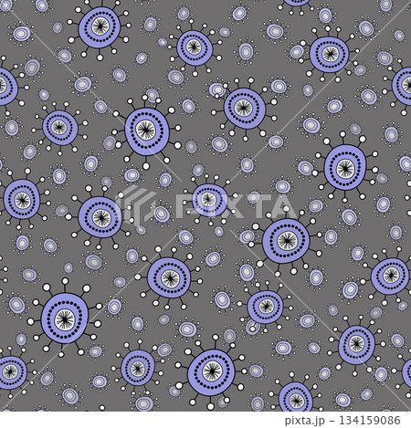 Set of seamless pattern of floral elements. Lavender gray flowers on white and dark gray background Set of seamless pattern of floral elements. Lavender gray flowers on white and dark gray background 134159086
