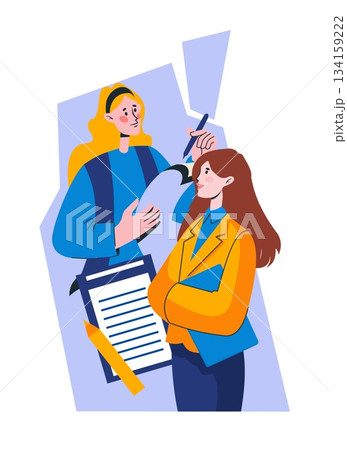 Business team. Businessmen signing contracts. Woman with agreement documents and pen. Company management. Startup investment partnership. Female office employees. Corporate partners. Vector concept Business team. Businessmen signing contracts. Woman with agreement documents and pen. Company management. Startup investment partnership. Female office employees. Corporate partners. Vector concept 134159222