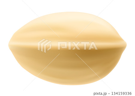 Realistic pistachio in 3d style. Roasted pistachios in shell isolated on white background. Natural organic food. Design element for nuts packaging, advertising, etc. Vector illustration. 134159336