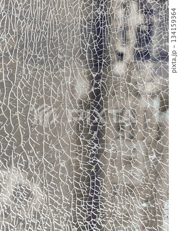 Detail of cracked broken glass cracks by impact. Detail of cracked broken glass cracks by impact. 134159364