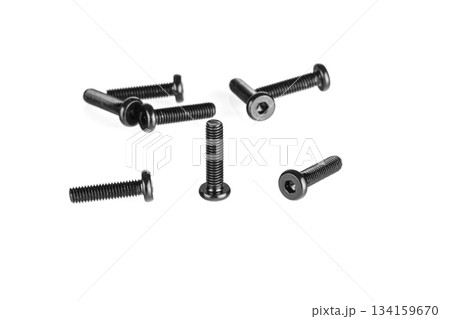 hex socket head screw in black color on isolated white background 134159670