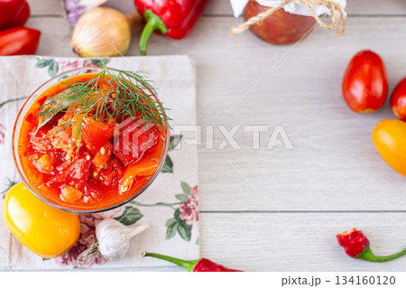 Vegetable preservation with tomatoes and peppers Vegetable preservation with tomatoes and peppers 134160120