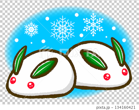 Cute doodle illustration of a snow rabbit 4 Cute doodle illustration of a snow rabbit 4 134160421