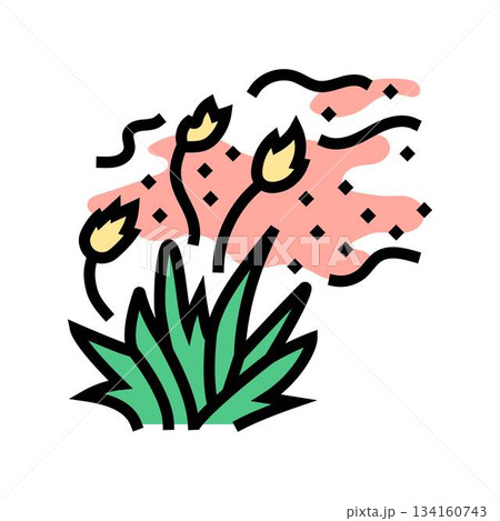 grass field releasing pollen color icon vector illustration grass field releasing pollen color icon vector illustration 134160743
