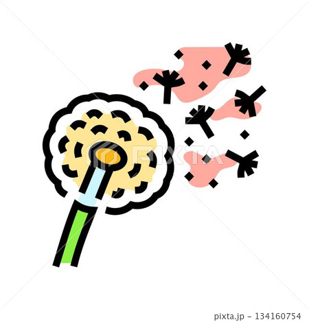 dandelion flower floating pollen color icon vector illustration 134160754