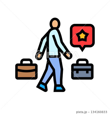 worker career transition color icon vector illustration worker career transition color icon vector illustration 134160833