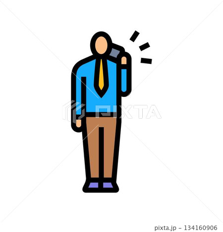 on call employee ringing phone color icon vector illustration 134160906