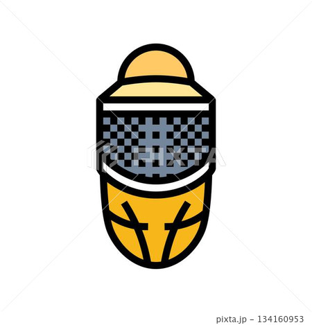 beekeeping hat mesh veil color icon vector illustration 134160953