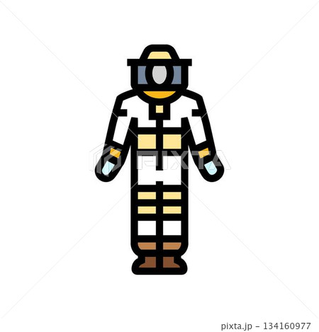 beekeeper protective suit and veil color icon vector illustration 134160977