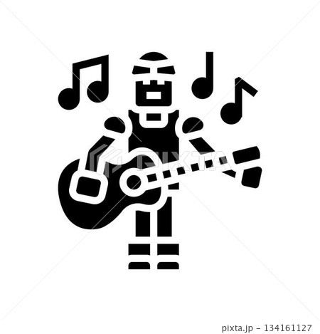 robot playing a guitar glyph icon vector illustration 134161127