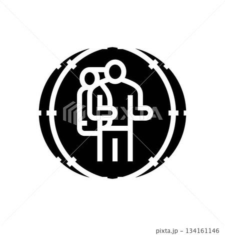 person inside circle of barbed wire glyph icon vector illustration person inside circle of barbed wire glyph icon vector illustration 134161146
