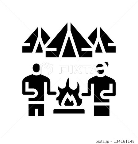 campfire temporary settlement glyph icon vector illustration campfire temporary settlement glyph icon vector illustration 134161149