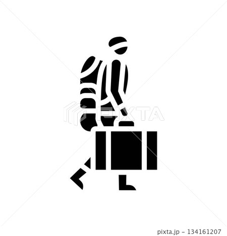 person carrying belongings a bag glyph icon vector illustration person carrying belongings a bag glyph icon vector illustration 134161207
