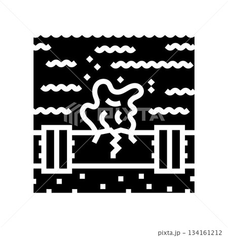 broken pipeline leaking oil into the ocean glyph icon vector illustration 134161212
