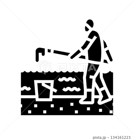 a person cleaning up an oil spill glyph icon vector illustration 134161223