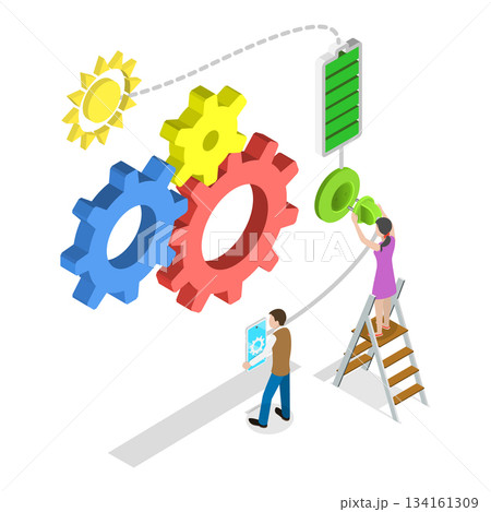 3D Isometric Flat Vector Illustration of Green Energy, Renewable Power Sources. Item 2 134161309