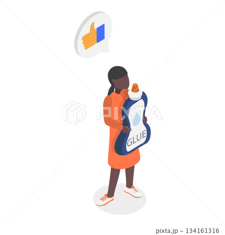 3D Isometric Flat Vector Illustration of Craftwork, Joyful Youngsters Equipped with Art Tools for Creative Projects. Item 2 134161316